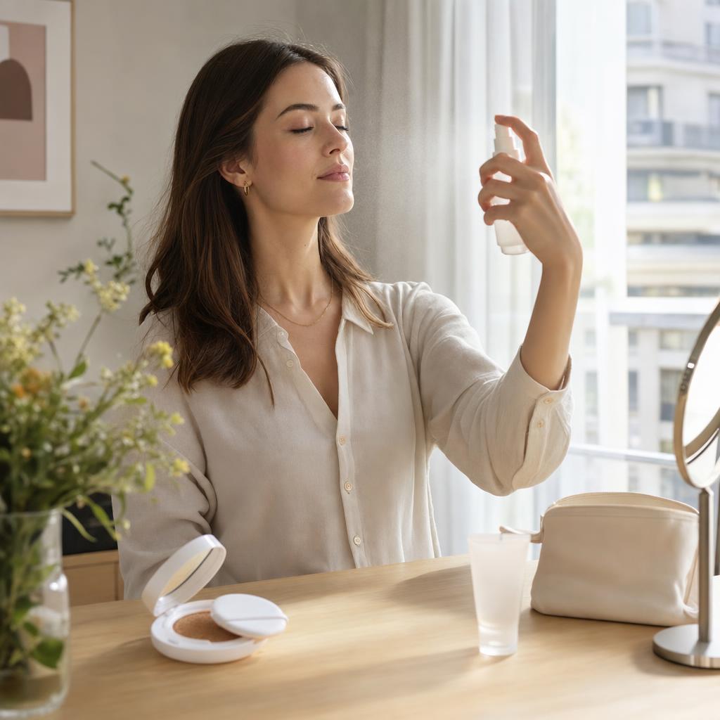 Reapplying sunscreen over makeup: step by step