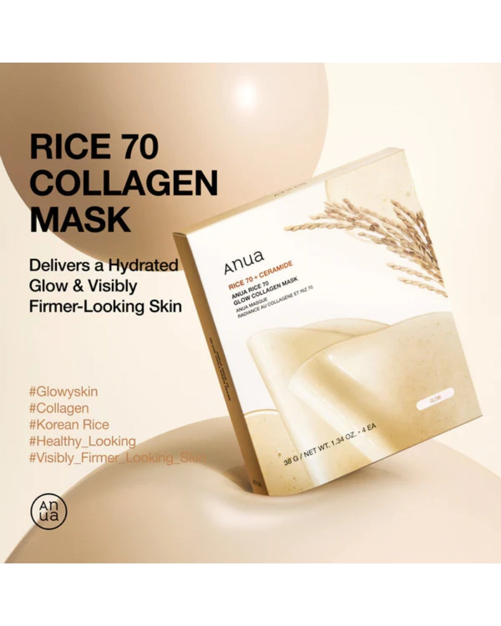 Anua - Rice 70 Glow Collagen Mask